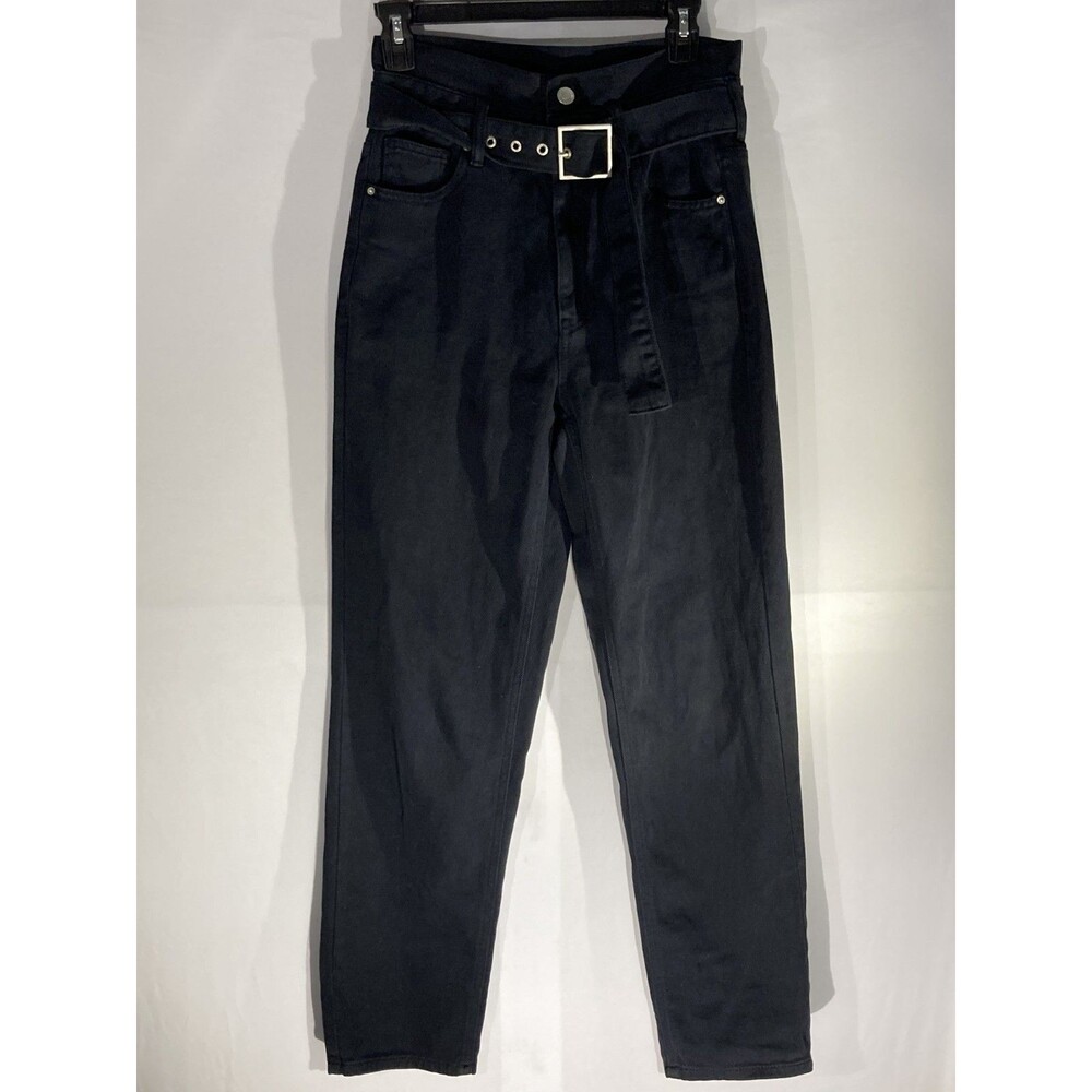 PacSun Black Belted Mom Jeans Women's Size XS High Waisted Tapered Denim Pants